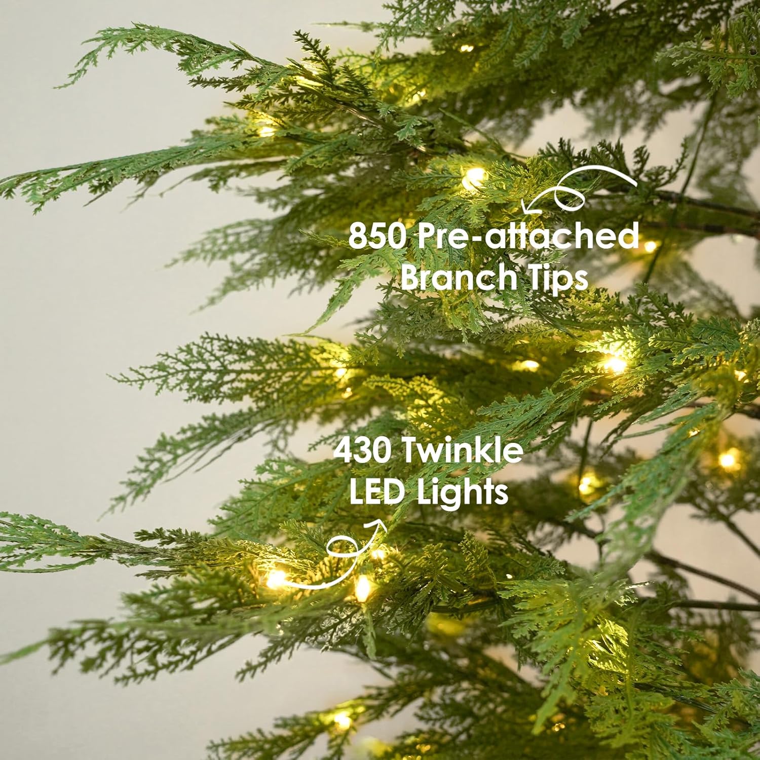 Christmas Tree - Christmas Decorations - 9 Ft Pre-Lit Twinkle Artificial Christmas Cypress Tree with 430 LED Lights- Xmas Holiday Decor for Indoor Home Party Living Room Office Decoration